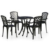 Bistro Set Black Cast aluminium Medium Decorative Inlays 3070608