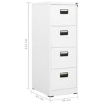 ZNTS Filing Cabinet White 46x62x133 cm Steel 336278