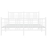 Metal Bed Frame without Mattress with Footboard White 150x200cm 376393