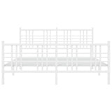 Metal Bed Frame without Mattress with Footboard White 150x200cm 376393