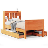 ZNTS Bookcase Bed without Mattress Wax Brown 75x190 cm Small Single Solid Wood Pine 3308947