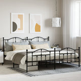 Metal Bed Frame without Mattress with Footboard Black 200x200cm 353464