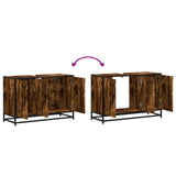 Bathroom Sink Cabinet Smoked Oak 90x33x60 cm Engineered Wood 849271