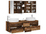 Bathroom Furniture Set 4 pcs Old Wood Engineered Wood and Glass 3407109