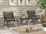 Three-Piece Garden Seat Set, with Glass-Top Table - Black T3398P317768