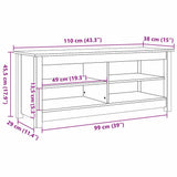 Storage Bench Wax Brown 110 x 38 x 45.5 cm Solid Pine Wood 869910