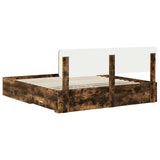 Bed Frame with Drawer Smoked Oak 180 x 200 cm Engineered Wood 3412343