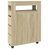 Narrow Bathroom Cabinet with Wheels Sonoma Oak Engineered Wood 855270
