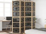 Room Divider 4 Panels Brown and Black Solid Wood Paulownia 358804