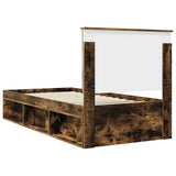 Bed Frame with Headboard Smoked Oak 90 x 200 cm Solid Pine Wood 3411059