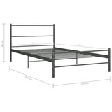 284685 Bed Frame without Mattress Grey Metal 100x200 cm