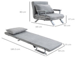 2-In-1 Design Single Sofa Bed Sleeper, Foldable Armchair Bed Lounge Couch w/ Pillow, Light Grey T3398P344500