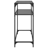 ZNTS Console Table with Black Glass Top 80x35x81 cm Steel 846025