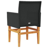 Garden Chairs with Cushions 2 pcs Black Poly Rattan&Solid Wood 368714