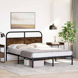 Bed Frame Without Mattress 135x190 cm Double Smoked Oak Engineered Wood 4100208