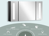 LED Bathroom Cabinet with Mirror, Wall Mounted Dimmable Brightness Storage Organiser with 3 Mirrored T3398P344122