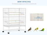 Large Bird Cage Budgie Cage for Finch Canaries Parakeet with Rolling Stand, Slide-out Tray, Storage T3398P347595
