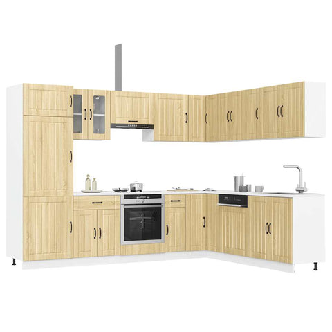 ZNTS 14 Piece Kitchen Cabinet Set Lucca Sonoma Oak Engineered Wood 3314984