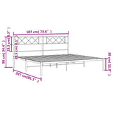 Metal Bed Frame without Mattress with Headboard White 180x200cm 372330
