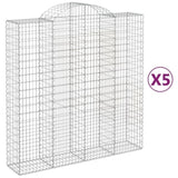 Arched Gabion Baskets 5 pcs 200x50x200/220 cm Galvanised Iron 3146428