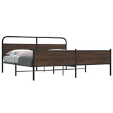 Metal Bed Frame without Mattress Brown Oak 193x203 cm 3318712