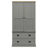 Wardrobe VIGO Grey 90x55x170 cm Solid Wood Pine 353165