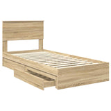 Storage Bed with Drawer Sonoma Oak 90 x 190 cm Engineered Wood 3408496