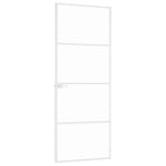 Interior Door White 76x201.5 cm Tempered Glass&Aluminium Slim 153666