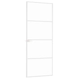 Interior Door White 76x201.5 cm Tempered Glass&Aluminium Slim 153666