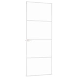 Interior Door White 76x201.5 cm Tempered Glass&Aluminium Slim 153666