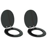 Soft-Close Toilet Seat 2 pcs Black 44 x 38 cm MDF board 3414530