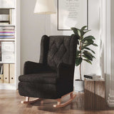 Armchair with Solid Rubber Wood Rocking Legs Black Fabric 329407