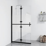 Foldable Walk-in Shower Wall Half Frosted ESG Glass 90x190 cm 151188
