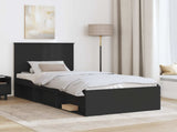 Bed Frame with Headboard Black 90 x 200 cm Solid Pine Wood 3411056