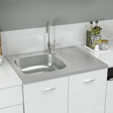 Kitchen Sink with Drainer Set Silver 800x600x155 mm Stainless Steel 147233