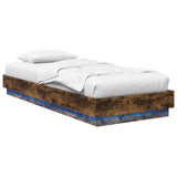 Bed Frame with LED Smoked Oak 80 x 200 cm Engineered Wood 8009005