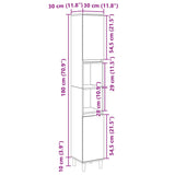 Bathroom Cabinet Sonoma Oak 30x30x190 cm Engineered Wood 849657
