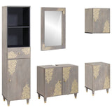 Bathroom Cabinet Set with Drawer 5 pcs Grey Solid Mango Wood 3310156