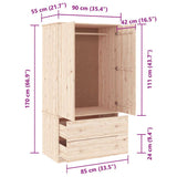 Wardrobe ALTA 90x55x170 cm Solid Wood Pine 353929