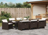 Garden Dining Set 9 pcs Brown Poly Rattan 3380604