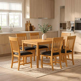 Dining Set 7 pcs Black Solid Oak Wood 3430258