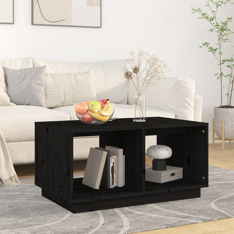 ZNTS Coffee Table Black 80x50x40 cm Solid Wood Pine 814438