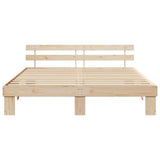 Bed Frame with Headboard Natural 200 x 200 cm Solid Pine Wood 872428