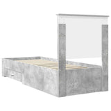 Bed Frame Concrete Grey and Silver 70 x 190 cm Engineered Wood 3411371