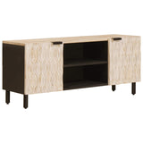 TV Cabinet White Wash Finish 105 x 33 x 46 cm Solid Mango Wood 4017864