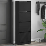 Shoe Cabinet with 4 Flip-Drawers Black 60x34x187.5 cm 3214372