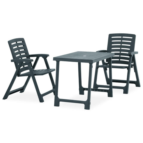 ZNTS 3 Piece Folding Bistro Set Plastic Green 315834