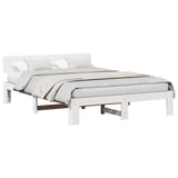 Bed Frame with Headboard White 140 x 200 cm Solid Pine Wood 872651