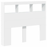 Headboard Cabinet with LED White 120x17x102 cm 839189