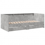 ZNTS Daybed with Drawers without Mattress Concrete Grey 100x200 cm 3280842